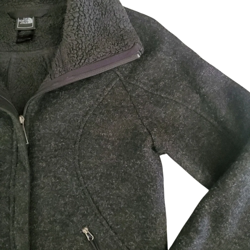 THE NORTH FACE Charcoal Gray Wool Blend Fleece Lined Full Zip Jacket Coat Size M
